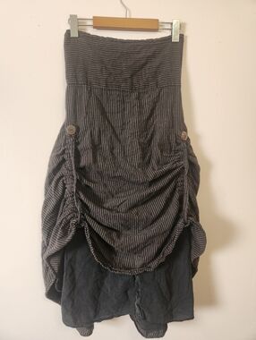 Avatar Nepal Cotton Striped Hitch-Up Lagenlook Skirt Size S EUC Steampunk Boho
